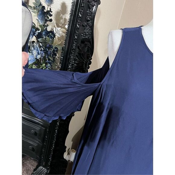 Mud Pie NWT Cora Cold Shoulder Short Sleeve A-Line Mini Dress Size Large - Picture 2 of 4